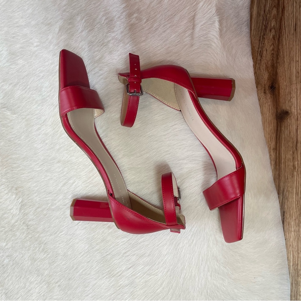 MARC FISHER Korita Square Toe Heeled Sandal In Crimson Red - Picture 11 of 11